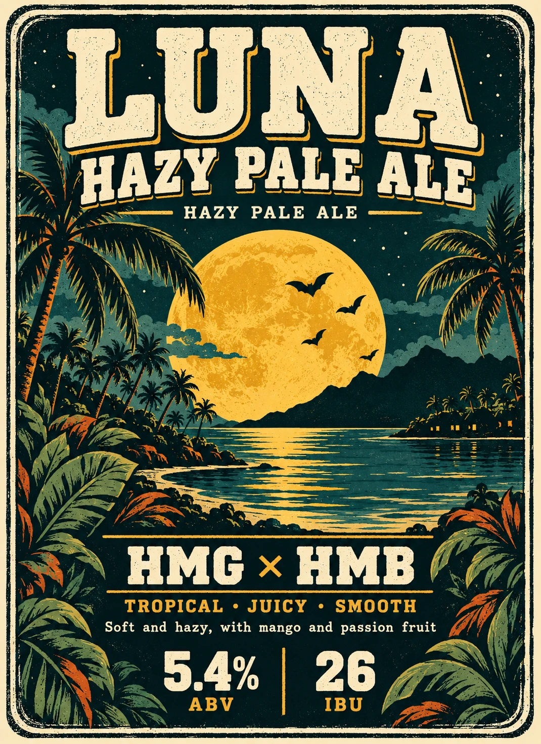 HMG × HMB Brewery · Luna Hazy Pale Ale · Hazy Pale Ale · 5.4% ABV · 26 IBU
